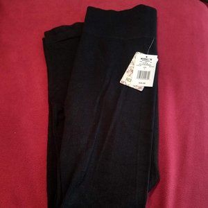 BLACK RIBBED LEGGINGS